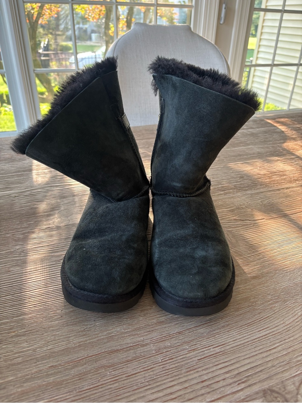 UGG Black Suede Shearling Short Boots